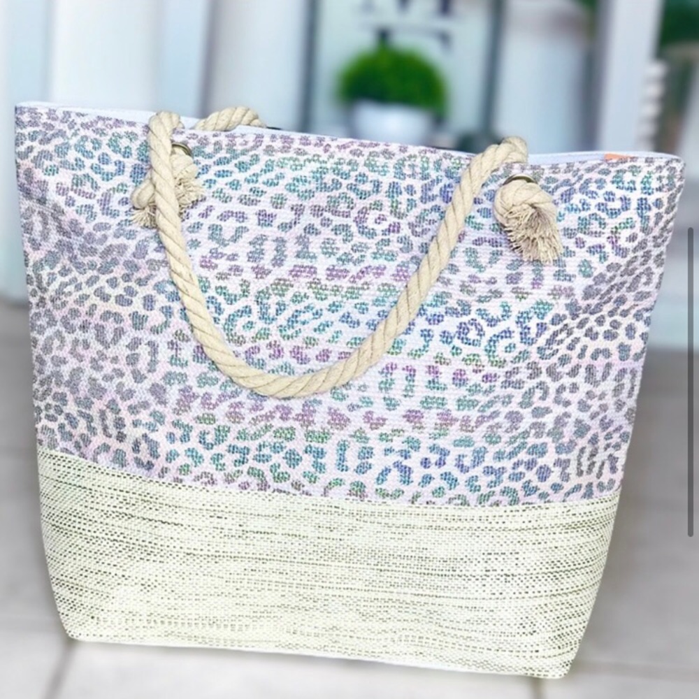 Leopard rainbow metallic shiny tote bag - Picture 3 of 5